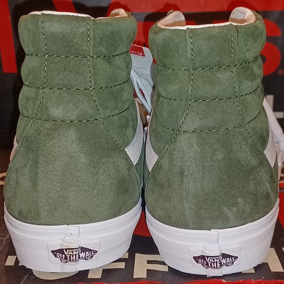 Vans Men's 11 Sk8-Hi Pig Suede Grape Leaf Green/White VN0A4BVT50K - Picture 3 of 14